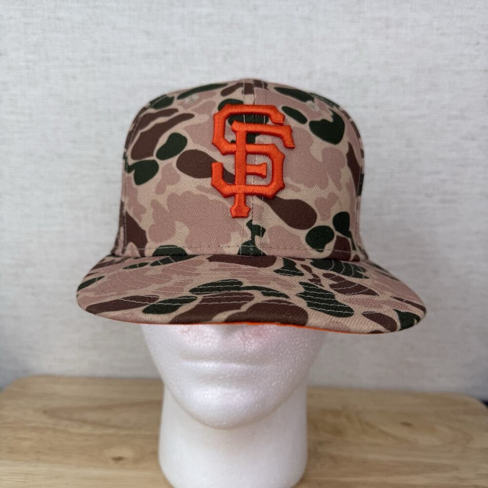 San Fransisco Giants Hat Cap Fitted Size 7 Brown Duck Camouflage 59Fifty Logo